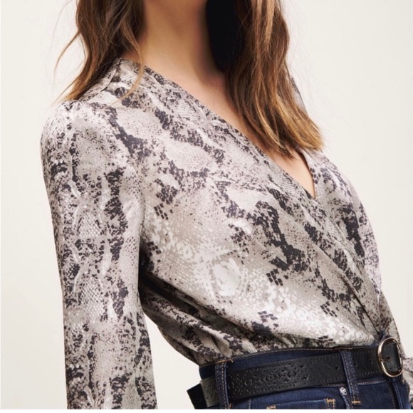 Satin Snakeskin Crossover Bodysuit - Picture 2 of 10